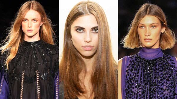 Tendenze capelli biondi primavera estate 2020: Da sinistra a destra Alberta Ferretti, Genny, Alberta Ferretti (modella: Bella Hadid)