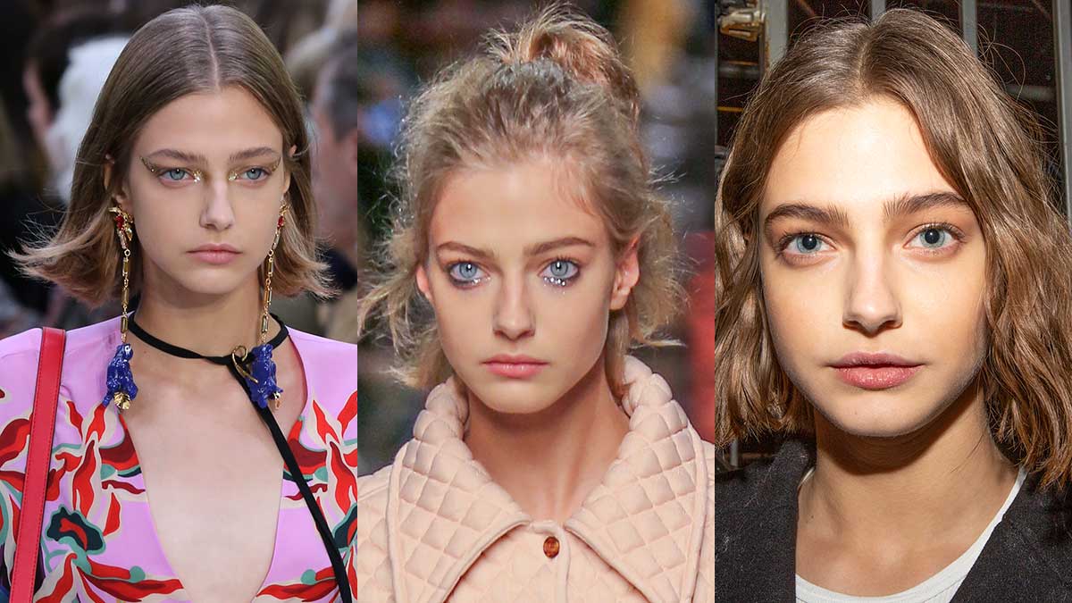 Novità tendenze capelli estate 2020. Ecco come rendere moderno un tagli bob. Foto e idee - Modella: Liza Poplova. Sfilate da sin: Valentino, Fendi, Dsquared2
