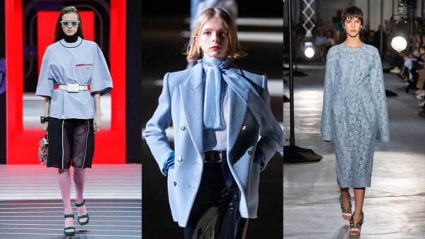 Moda donna autunno 2020. Tendenze colori alla moda, colori teneri per un soft opening della nuova stagione - Foto da sin: Prada, Saint Laurent, N21