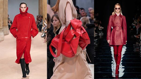 Moda. Come portare il rosso. Dieci consigli di stile, moda e tendenze inverno 2020 2021. Foto: Salvatore Ferragamo, Valentino, Sportmax