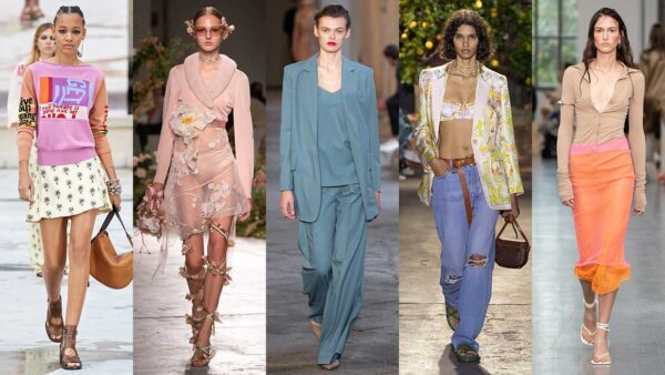 Tendenze moda primavera estate 2021. Dieci tendenze moda che ti interesseranno di sicuro! Foto da sin: Chloé, Blumarine, Max Mara, Etro, Sportmax