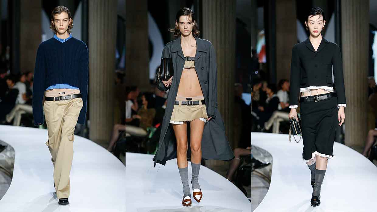 Tendenze moda 2022. Trend alert: torna la vita bassa! Magari fossimo già in estate! - Sfilata Miu Miu Estate 2022 - Photo Couresty of Miu Miu