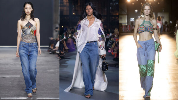 I baggy jeans che porteremo questa primavera. Tendenze moda primavera estate 2022 Photo courtesy of Missoni, Valentino, Etro