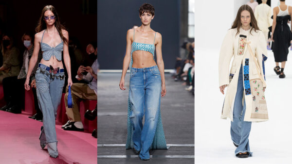 Tre tipi diversi di jeans da avere a portata di mano. Tendenze moda 2022 Foto Blumarine, Missoni, Sportmax