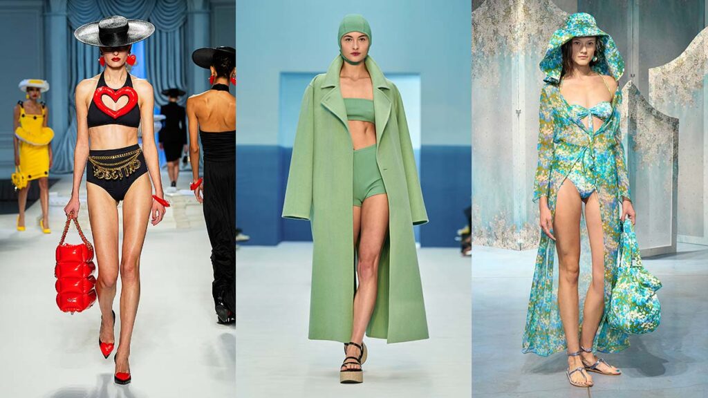 Le nuovissime tendenze moda mare estate 2023. Photo courtesy of Moschino, Max Mara, Luisa Beccaria