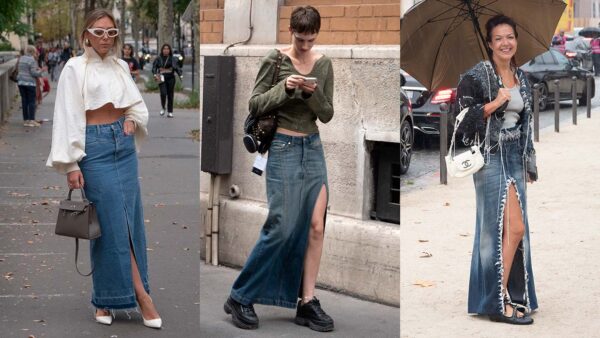 La lunga gonna di jeans è un must-have assoluto della moda per l'inverno 2023-2024 - Photo Charlotte Mesman