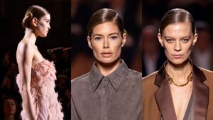 Wet look e chignon per le acconciature da Fendi, idee capelli per l’estate 2025 - Photo courtesy of Fendi
